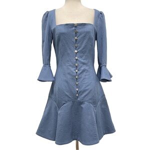 Elliatt Flounce Sleeve Textured Sapphire Mini Dress Size Small